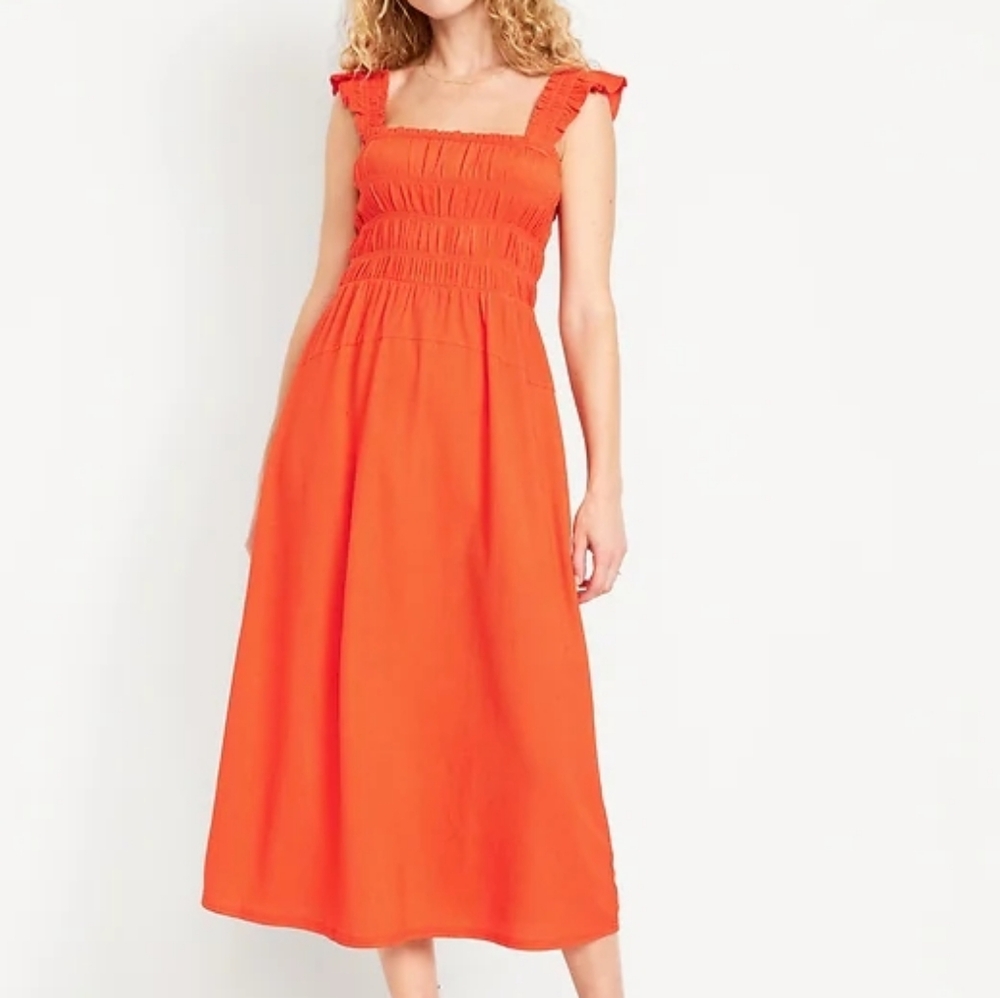 NWT - Old Navy Smocked Fit & Flare Lightweight Midi Dress - Size XL Tall